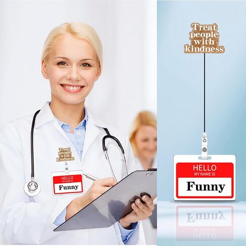 Funny Nurse Nursing Badge Reel Holder Clip Retractable Treat People with Kindness ID Badge Holder Clip Pink Acrylic Name Badge Clip Medical RN CNA Office Hospital Worker Accessories in Saudi Arabia