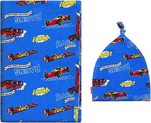 Unisex Baby Swaddle Receiving Blanket with Matching Beanie Set, Soft Bamboo-Derived Viscose, Hello Teddy in Saudi Arabia