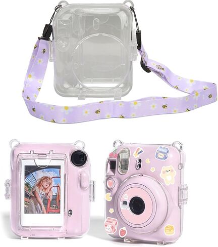 for Instax Mini 12 Case, Instant Camera Case Protective Camera Case with Shoulder Strap and Sticker, Protective Clear Case for Instax Mini 12 Instant Camera (Blue) in Kuwait
