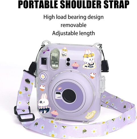 for Instax Mini 12 Case, Instant Camera Case Protective Camera Case with Shoulder Strap and Sticker, Protective Clear Case for Instax Mini 12 Instant Camera (Blue) in Kuwait