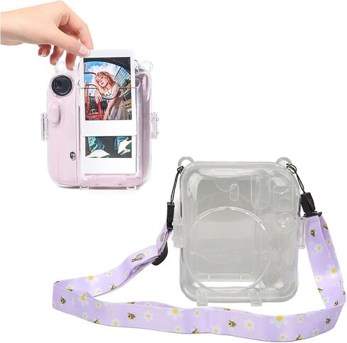 for Instax Mini 12 Case, Instant Camera Case Protective Camera Case with Shoulder Strap and Sticker, Protective Clear Case for Instax Mini 12 Instant Camera (Blue) in Kuwait