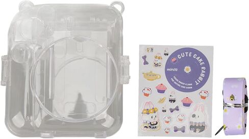 for Instax Mini 12 Case, Instant Camera Case Protective Camera Case with Shoulder Strap and Sticker, Protective Clear Case for Instax Mini 12 Instant Camera (Blue) in Kuwait