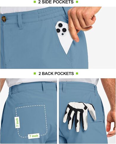 33,000ft Men's Golf Shorts 9" Dry Fit Stretch Golf Short UPF 50+ Lightweight Flat Front Golf Shorts with Pockets Grey in Kuwait