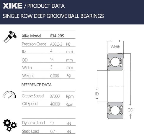 XiKe 10 قطع 6301-2RS محامل سدادة مطاطية مزدوجة 12x37x12 مم، أداء مستقر ومشحم مسبقًا وفعالة من حيث التكلفة، محامل كروية ذات أخدود عميق. in Kuwait