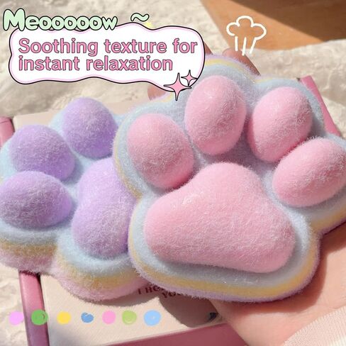 5 Inch Big Cat Paw Squeeze Toys, Realistic Rainbow Cat Paw Squishy Toys, Soft Squishies for Stress Relief & Goodie Bag Stuffers, Fidget Squeeze Toy Suitable for Adults (Purple) in Saudi Arabia