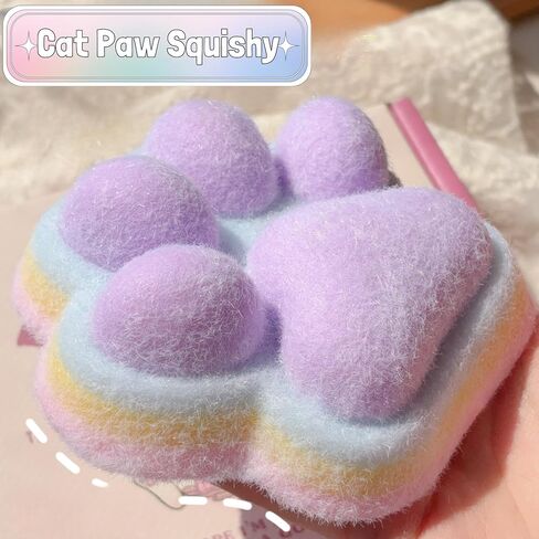 5 Inch Big Cat Paw Squeeze Toys, Realistic Rainbow Cat Paw Squishy Toys, Soft Squishies for Stress Relief & Goodie Bag Stuffers, Fidget Squeeze Toy Suitable for Adults (Purple) in Saudi Arabia