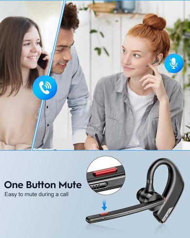 New bee Bluetooth Headset, Wireless Bluetooth Earpiece for Cellphone with 500mah Charging Case 80h Playtime V5.2 Dual Mic Noise Cancelling Hands-Free Earphones for Office Driver in Saudi Arabia