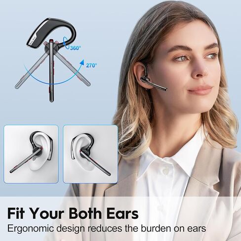 New bee Bluetooth Headset, Wireless Bluetooth Earpiece for Cellphone with 500mah Charging Case 80h Playtime V5.2 Dual Mic Noise Cancelling Hands-Free Earphones for Office Driver in Saudi Arabia