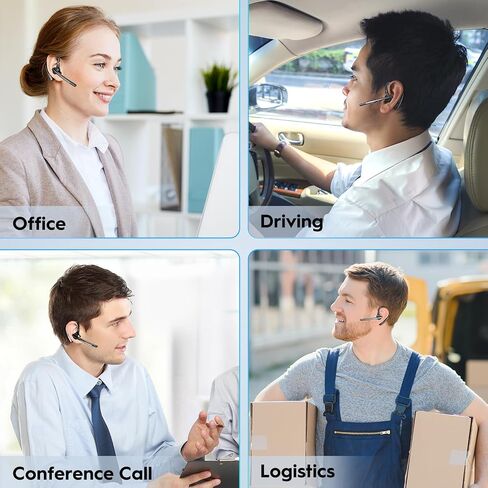 New bee Bluetooth Headset, Wireless Bluetooth Earpiece for Cellphone with 500mah Charging Case 80h Playtime V5.2 Dual Mic Noise Cancelling Hands-Free Earphones for Office Driver in Saudi Arabia