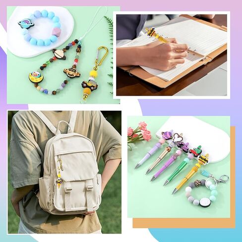 20 Pcs Cartoon Silicone Beads Cute Focal Beads Patterned Silicone Beads Silicone Beads for Pens for Bracelet Jewelry Pendants DIY Handicrafts（Engineering Vehicle Theme） in Saudi Arabia