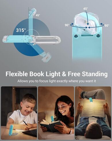 DEWENWILS USB Rechargeable Book Reading Light, 3000K Warm White, Brightness Adjustable Clip on LED Bookmark Lamp at Night in Bed, Portable Booklight for Bookworms, Kids in Kuwait