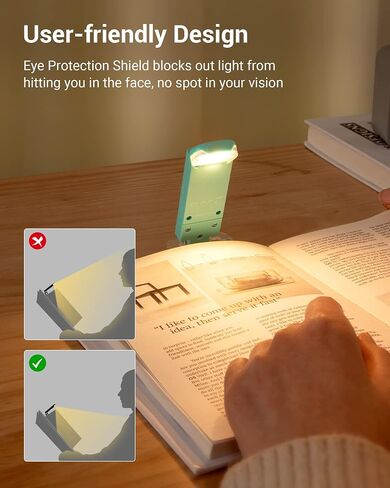 DEWENWILS USB Rechargeable Book Reading Light, 3000K Warm White, Brightness Adjustable Clip on LED Bookmark Lamp at Night in Bed, Portable Booklight for Bookworms, Kids in Kuwait