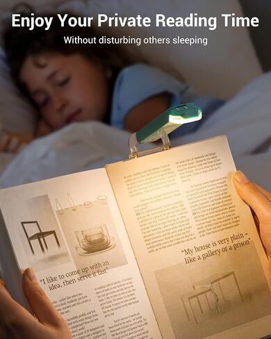 DEWENWILS USB Rechargeable Book Reading Light, 3000K Warm White, Brightness Adjustable Clip on LED Bookmark Lamp at Night in Bed, Portable Booklight for Bookworms, Kids in Kuwait