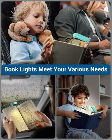 DEWENWILS USB Rechargeable Book Reading Light, 3000K Warm White, Brightness Adjustable Clip on LED Bookmark Lamp at Night in Bed, Portable Booklight for Bookworms, Kids in Kuwait