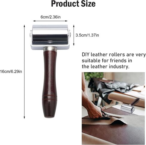 Rongon Leather Press Edge Roller Quilting Seam Roller Leathercraft Wooden Handle Roller Leather Rolling Tool Leather Pressing Roller Edge Creaser Edger Rolling Tool (2.36''/60mm) in Saudi Arabia