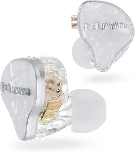 Hzsound White Snow in Ear Monitor Heaphones, Resin-drip Mold LCP+PU Diaphragm Gaming Earbuds, Positional Audio Location IEM Earphones with Replaceable Damping Mesh, 0.78 3.5mm Plug Cable in Kuwait