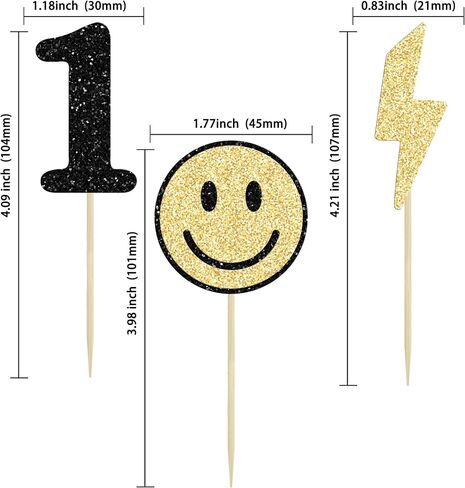 Ephlyn 24Pcs One Happy Dude Cupcake Toppers Smile Face Cupcake Topper Decorations One Happy Dude Birthday Decorations for Kids 1st Birthday Decorations in Saudi Arabia