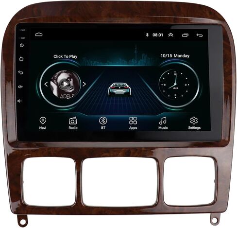 DUBLE DIN و 9 بوصات راديو مجموعة DASH متوافقة مع مرسيدس بنز فئة W220 1998-2005 تركيب استريو التثبيت مدي (لون خشبي) in Kuwait