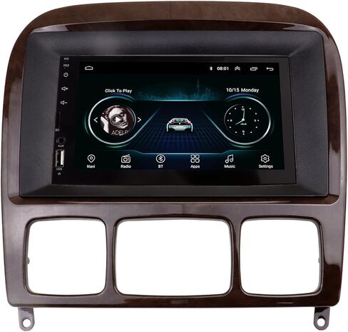 DUBLE DIN و 9 بوصات راديو مجموعة DASH متوافقة مع مرسيدس بنز فئة W220 1998-2005 تركيب استريو التثبيت مدي (لون خشبي) in Kuwait