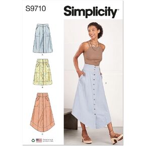 Simplicity Misses' Button-Front Skirts Sewing Pattern Kit, Code S9710, Sizes 8-10-12-14-16, Multicolor