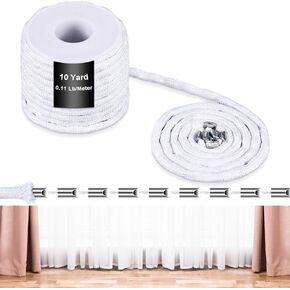 10 Yards 0.1 Lb/Meter Curtain Weighted Tape Fabric Iron Block Weighted Drapery Tape for Indoor Outdoor DIY Curtain Drapery Accessories