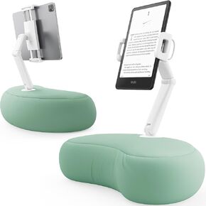 SAIJI Tablet Kindle Holder Pillow, Compatible with 4.7"-15.6" Kindle, Tablet, Phone, Portable Monitor, 360° Adjustable Tablet Stand for Bed with Flexible Dual Axis Arm and Microbead Cushion (Gray)