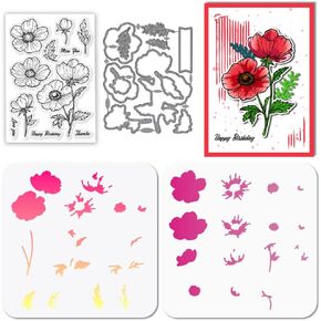Globleland Anemone Flower Flower Clear Clears and Flower Boreings Dies With Hollow Out Drawing Painting Stencils for DIY Scrapbooking Photo Album