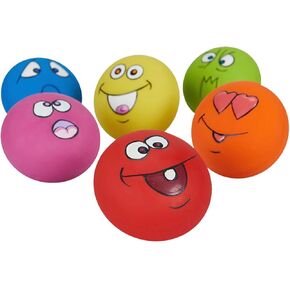 6 PCS-in-Set Pack Pack Smiley Face Dog Scedysy ، و Soft Latex Emoji Face Bounce Cormeaky Calls for Dogs ، Fun Fun Interactive Toy ، ألعاب متينة للكلاب