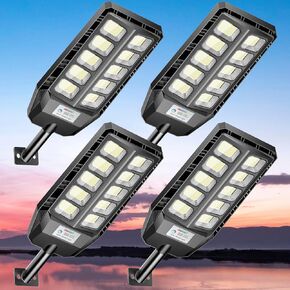 CEDIO Solar Lights Outdoor, IP66 Waterproof Solar Street Lights, Solar Street Lights Outdoor, Solar Lights Outdoor for Outside, Solar Flood Lights 6500K Dusk to Dawn with Motion Sensor, 2Pack
