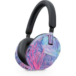 Mayyskins الجلد متوافق مع سماعات Sony WH -1000XM5 - خشب حمار وحشي داكن | غلاف الالتفاف الواقي ، الدائم ، والفريد من نوعه | من السهل تطبيق الأنماط وإزالتها وتغييرها