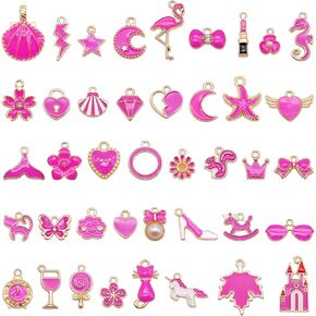 40pcs متنوعة 40 أنماط سحر مينا مطلي بالذهب لصنع المجوهرات DIY