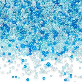 Olycraft 200g الزجاج الأزرق الزجاج الفقاعة الخرز 2 ~ 3mm لا ثقب فن الزجاج حبات لا يوجد ثقب الفقاعة حبات المياه الزرقاء حبات الفقاعات الصغيرة جولة جولة الزجاج ل DIY الحرف اليدوية الأظافر الديكور
