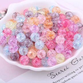 LADAYPOA 100PCS 12 مم حبات كتلوبلات بلورية ملونة للمجوهرات صنع حبات الفقاعة من أكريليك مستديرة.