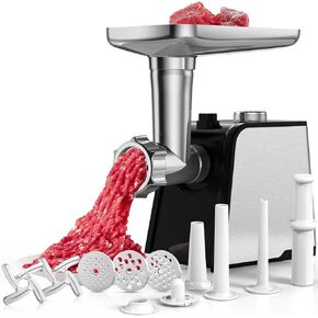 3200W Max Electric Meat Grinder & Sausage Stuffer - Heavy Duty Mincer Machine with 2 Blade And 3 Plates, 3 Tubes & Kubbe Kit for Home Kitchen Use MG-S9