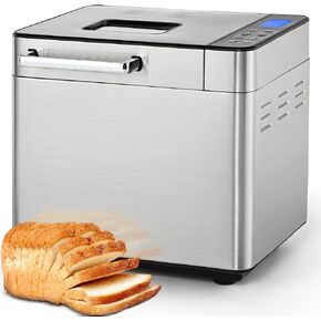 EUHOMY 25-in-1 Bread Maker Machine 2LB Breadmaker, Bread Machines with Nut Dispenser and Yeast Dispenser, 3 Loaf Sizes 3 Crust Colors, Dough Maker with Customized Options, Gluten-Free, Recipe, Gifts