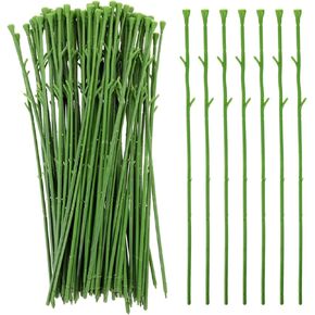 الزهور البلاستيكية الزهور السيقان الأزهار السلك الزهري الجذعية البلاستيك 100pcs زهرة أخضر الاصطناعية السلك الجذعية السلك ديي صنع أدوات ترتيب الأزهار