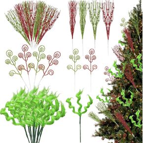 24 PCS CHROSICH TREE RICKS ، Green Furry Christmas يختار اللون الأحمر الأخضر اللامع الاصطناعي المليء بالحلوى البخاخات الحلي الدخنة لزخارف الزفاف الزفاف شجرة الزفاف