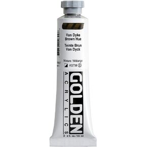 أكريليكات الجسم الثقيلة بواسطة Golden ، Van Dyke Brown Hue ، 2 FL. أوز. أنبوب ، طلاء أكريليك احترافي ، شبه مفتوح