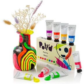 Pott'd Premium Pottery Pottery Paints ، مجموعة الطلاء ، مجموعة الطلاء الفخار للطين الجاف-دهانات الباستيل