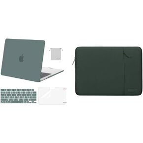 MOSISO Compatible with MacBook Air 13.6 inch Case 2022 A2681 M2, Verticval Sleeve Bag&Plastic Hard Shell Case&Keyboard Cover&Screen Protector&Storage Bag, Emerald Green