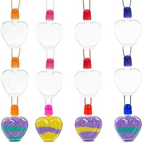 شركة Dreidel تصنع قلادة الزجاجة الفنية الرملية الخاصة بك، فن الرمل الحسي للأطفال، 12 قطعة (قلادة نجمة الفن الرملي)