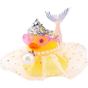 Wonuu Mermaid Rubber Duck Decoration ملحقات سيارة لطيفة للسيارة البط للوحة القيادة مع تنورة الحب قلادة القلب ، تنورة أرجوانية