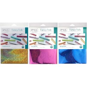 Gina K Designs Holographic Fancy Foil 6 x 8 inch Sheets - Twinkling Pink, Glimmering Gold and Brillant Blue with Storage Pocket