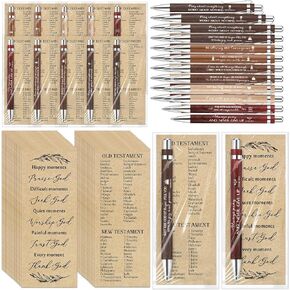 Spakon 30 Sets Mother's Day Christian Gifts Bulk Bible Verse Pens with Bible Verse Emergency Numbers Bookmarks Church Religious Gifts for Fathers Day Pastor Sunday School Coworker Employee Teacher