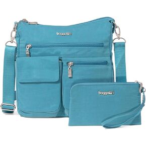 Baggallini Modern Everywhere Slim Crossbody - Water-resistant Crossbody Bag for Women - Easy-Access Phone Pocket