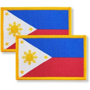 Overdecor Philippines Filipino Flag Patch Tactical Military Patches - Hook and Loop Fastener, 2 Pack