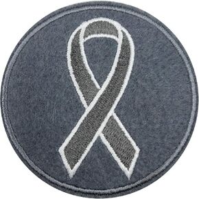 3'' Grey Ribbon for Brain Cancer Awareness Embroidered Iron On Patch for Nurse Doctor