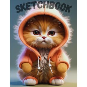 كراسة الرسم: دفتر ملاحظات للرسم أو الكتابة أو الرسم أو العبث. كراسة رسم كبيرة للأطفال مع هريرة لطيفة ورقيقة في هوديي. الأعمار من 2 إلى 4 ، 4-8 ، 8-12 ... 110 صفحة فارغة ، الحجم: 8.5 × 11 بوصة)
