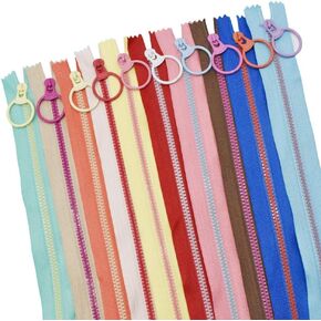12Inch 20 PCS #3 Resin Zippers with Lifting Ring Pull Close End Vislon Zippers for DIY Tailor Sewing Craft Bags Mixed 10 Color