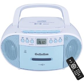 Gelielim CD and Cassette Player Combo, Portable Boombox AM/FM Radio, Tape Recording, 5.1V Bluetooth Speaker, USB Playback with Earphone Jack, Remote Control, AC/Battery Powered, for Home,Senior,Child